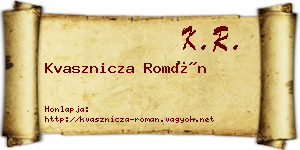 Kvasznicza Román névjegykártya